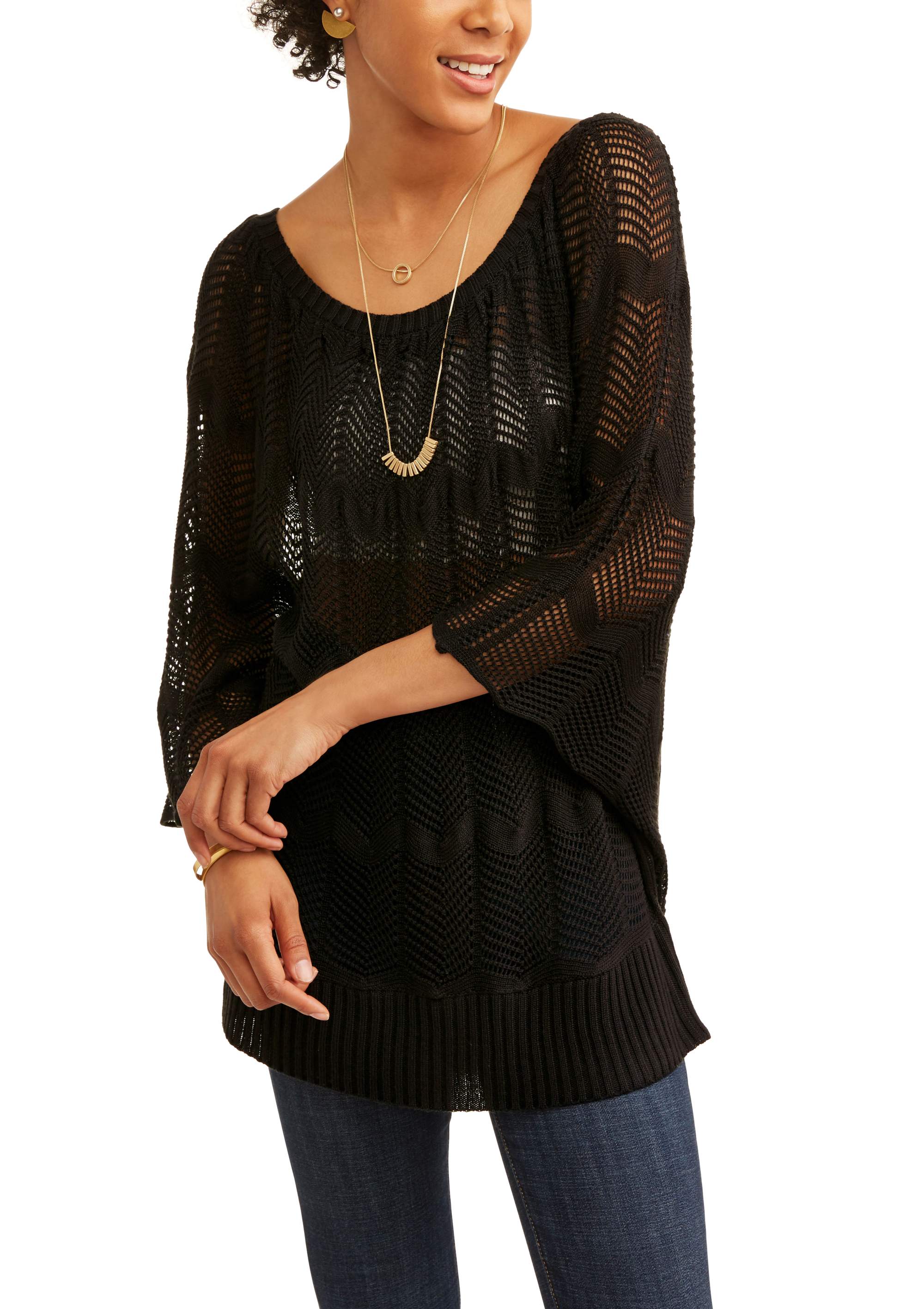 Women's Open Stitch Sweater - Walmart.com