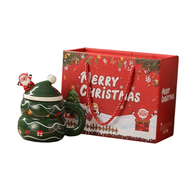 Taza de cerámica navideña Strade Fareast Limited con tapa y cuchara 400 ml