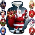thumbnail image 2 of Sudadera con capucha navideña para hombre, con estampado 3D de Papá Noel, sudaderas gráficas, sudadera con capucha divertida informal unisex, ropa de calle para hombre, 2 of 5