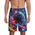 thumbnail image 1 of Saiise Outer Space Floating Numbers And Letters Print Mens Pajama Shorts Drawstring Elastic Waistband Sleep Shorts Soft Comfy Lounge Pants with Pockets-Small, 1 of 6