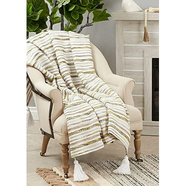 Fennco Style Classic Woven Striped Tassel Throw Blanket 50" W x 60" L - Multicolor Blanket for Couch, Bedroom and Living Room Décor