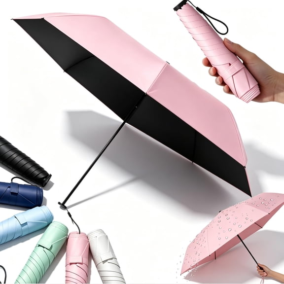 Japan Pencil Umbrella,5-Rib Ultra Lightweight Compact Folding Parasol with Sun Protection,Tiny Pocket Travel for Sun & Rain for Handbag & Commute