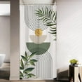 thumbnail image 3 of Small Stall RV Sage Green Boho Leaves Shower Curtain Half Abstract Mid Century Arch Minimalist Modern Geometric 36Wx72H Inch Gold Sun Fabric Decor Bathroom Polyester Waterproof 7 Pack Hooks, 3 of 6