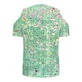 thumbnail image 6 of Women's Summer Trendy Tops Floral Printed Cold Shoulder Tunic Tee Shirt V Neck Short Sleeve Casual Blouses Beach Outfits (XL, Green 03), 6 of 7