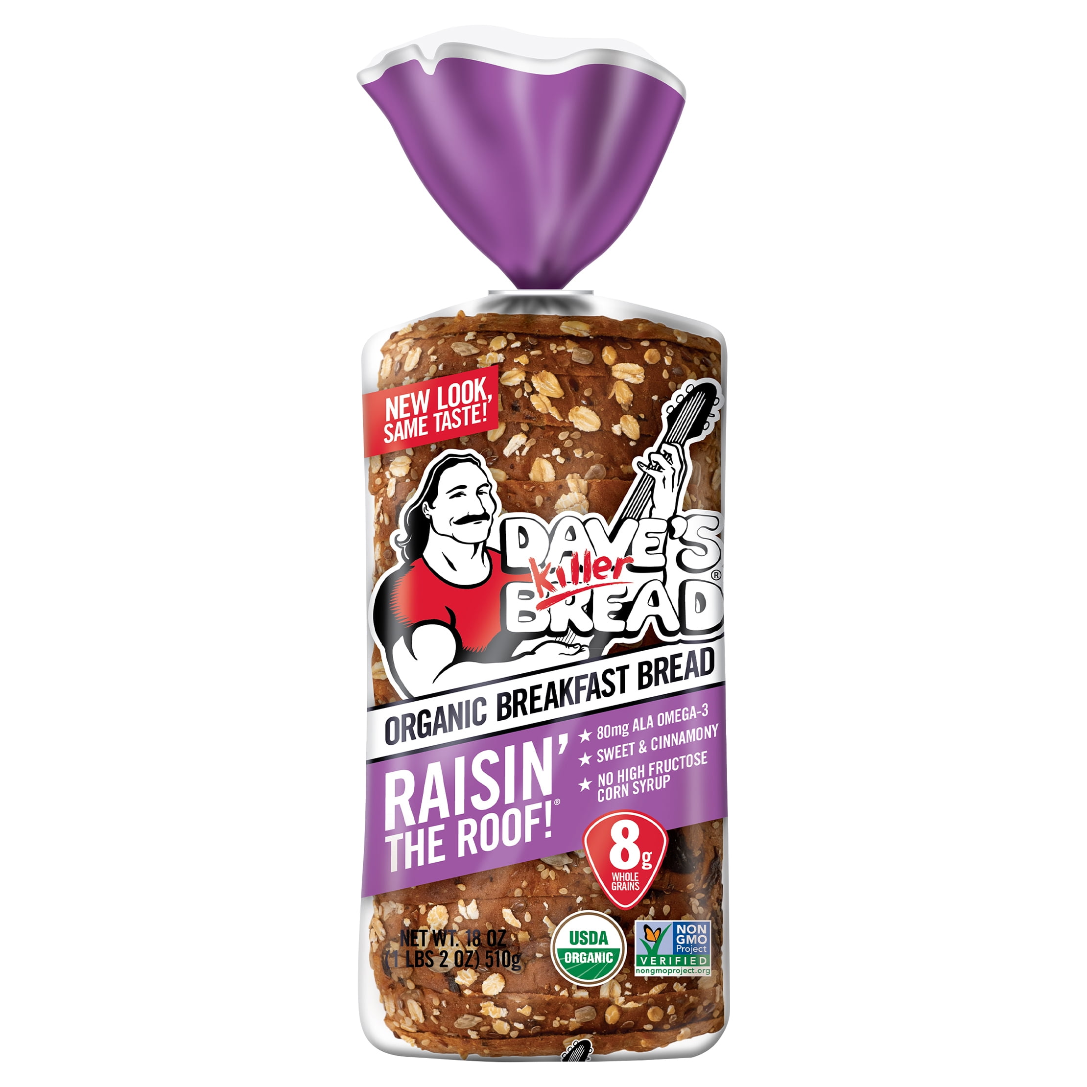 Dave's Killer Bread Raisin' the Roof! Organic Breakfast Bread, Cinnamon Raisin Loaf, 18 oz