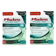 Plackers Micro Mint Fresh Breath for Miles of Smiles, Dental Flossers, Mint Flavored, 36 Count (Pack of 2)