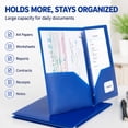 thumbnail image 4 of Heavy Duty Plastic Folders with Clear Front Pocket, 3 Prong Folders with Pockets and Card Slot, Assorted Colors Pocket Folders with Prongs for Letter Size Paper, 4 of 9