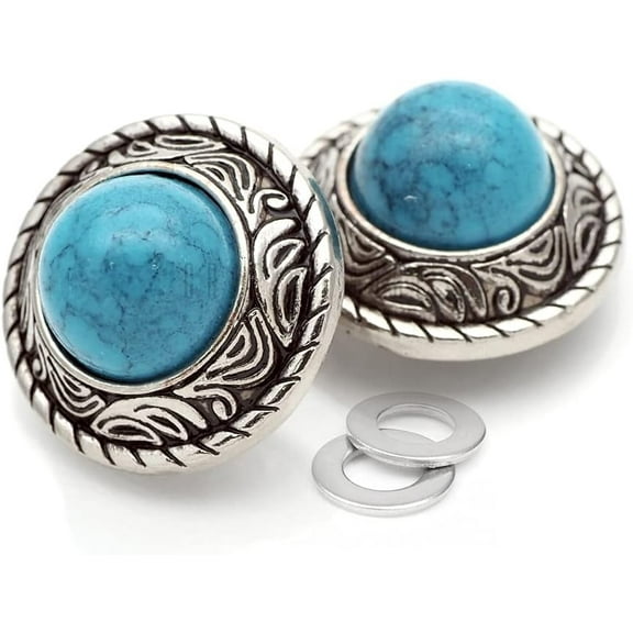 2pcs 1 Inch Decorative Concho Faux Turquoise Flower for Wallet Charm Screw Back Buttons Leather Craft CHS09