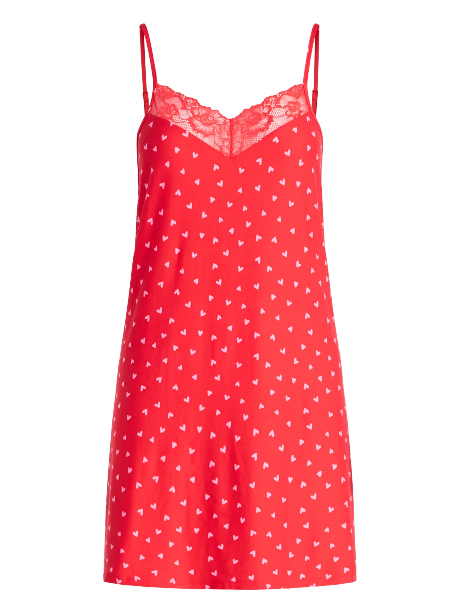 Joyspun Women’s Dreamy Soft Collection Lace Front Knit Chemise, Sizes XS to 3X