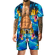 thumbnail image 2 of Conjuntos de camisas para hombre, estampado 3D, retazos, solapa, camisa informal de manga corta, pantalones cortos de playa de gran tamaño, ropa de calle de verano, trajes hawaianos, 2 of 5