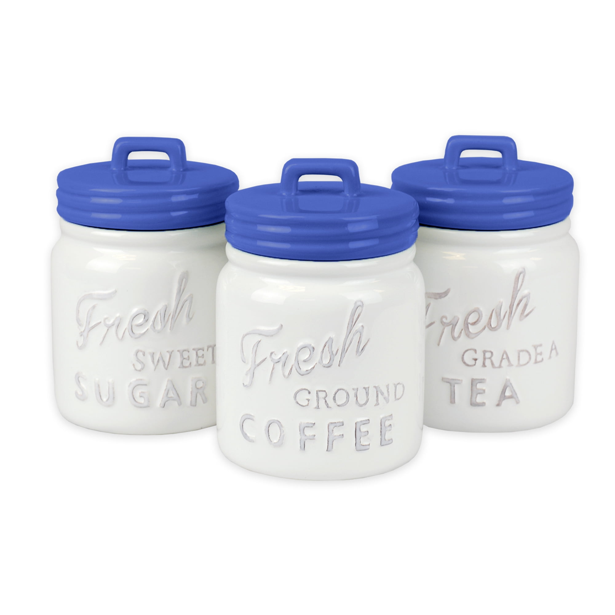 3 Vintage Square Clear Glass Canisters with Lids Storage Jars with Lids