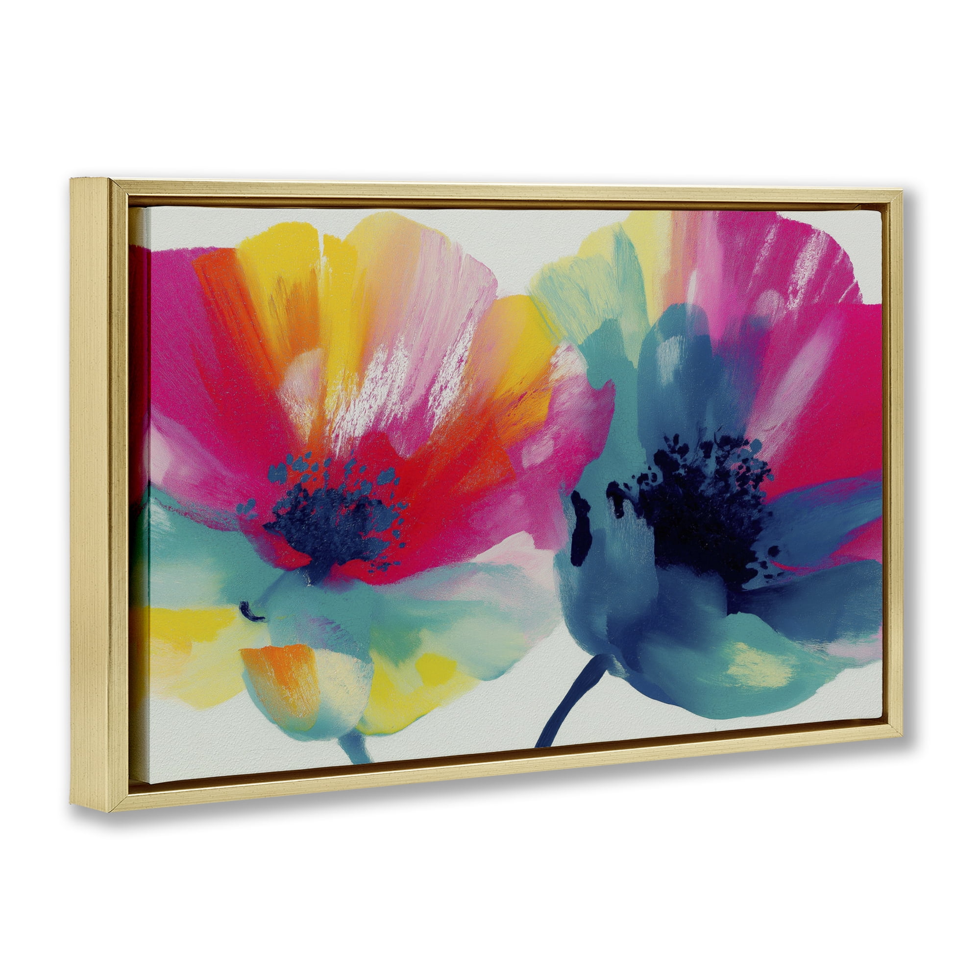 Stupell Industries Two Colorful Poppies Gold Framed Floater Canvas Wall Art, design by Chromatic Storm Studio