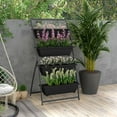thumbnail image 2 of PetFurnishn Raised Garden Bed, 4 Tier Vertical Garden Planter Set, 4 Outdoor Planter Boxes with Stand, Self Draining Design Elevated Garden for Vegetable, Flowers & Herbs, Black, 2 of 9