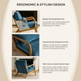 thumbnail image 4 of UBesGoo Modern Accent Chair, Chenille Fabric Armchair with Pillow and Solid Wood, Upholstered Comfy Reading Lounge Chair for Living Room, Blue, 4 of 10