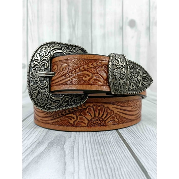 Handcrafted Vintage Design Tooled Western Leather Belt