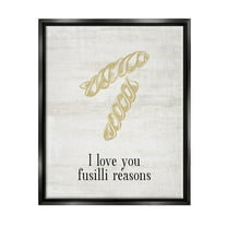 Stupell Industries Love You Fusilli Reasons Phrase Graphic Art Jet Black Floating Framed Canvas Print Wall Art, Design by Lil' Rue