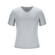 thumbnail image 3 of Blusas y camisas de manga corta con cuello en V para hombre, blusas casuales de verano a la moda de color liso con cuello en V y manga corta para hombre., 3 of 7