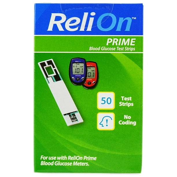 ReliOn Prime Blood Glucose Test Strips, 50 Ct