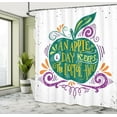 thumbnail image 5 of Ambesonne Inspirational Shower Curtain, Apple Fruit Phrase, 69"Wx84"L, Purple and Green, 5 of 5
