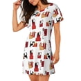 thumbnail image 2 of Fuzoiu Cute Cat And Christmas Gift Print Women Nightgowns, Soft Comfy Lightweight Short Sleeves Sleepwear,Crew Neck Loungewear, 2 of 6