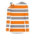thumbnail image 3 of CLOISE Tees for Women Fall Fashion Striped Blouses V Neck Long Sleeve Cold Shoulder Tees Comfy Color Block Hollow Asymmetrical Tops Y2k Outfits Orange XL, 3 of 4