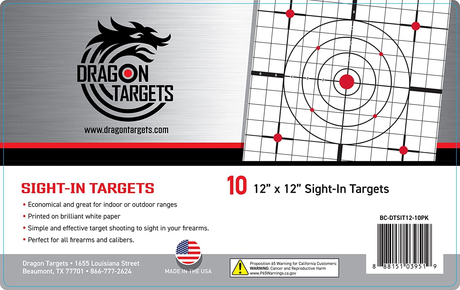 Dragon Targets 12" X 12" Sight-in Paper Targets (50 Pack)