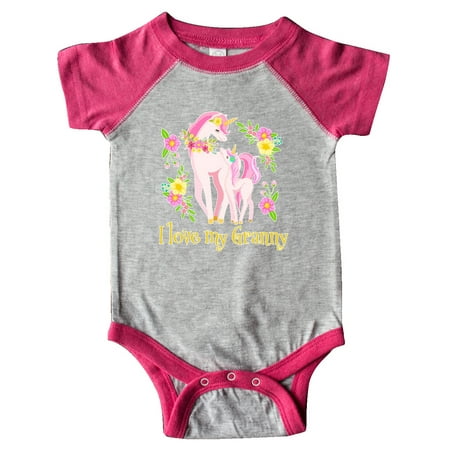 

Inktastic I Love My Granny Unicorn with Pink and Yellow Flowers Gift Baby Boy or Baby Girl Bodysuit