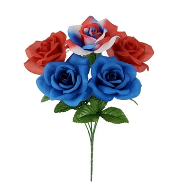 Mainstays 13.5 inches Indoor Artificial Rose Pick, Red, Blue and White Color.
