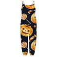 thumbnail image 4 of Gunia Toddler Girls Halloween Outfit Flannel Pumpkin Kids Suspender Romper Loose Harem Style Jumpsuit Festive Party Outfits Black 4-5 Years, 4 of 5