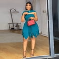 thumbnail image 2 of AURA Plus Size Strapless Bodycon A Line Dress Sexy Ruffle Summer Party Dress Women, 2 of 6
