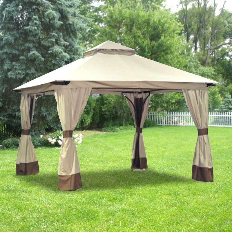 GAZEBO REPLACEMENT CANOPY ONLY FLORENCE 3X4 CREAM & BROWN FULLY WATERPROOF 