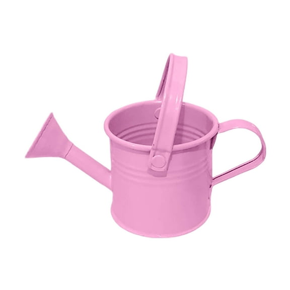 Small Galvanized Watering Can for Outdoor Indoor Mini Flower Pots 1L Metal Sprinkling Can for Home Decor and Gardening (Pink)