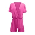 thumbnail image 3 of Women's Summer Jumpsuits Casual Deep V Neck Short Sleeve Belted Romper Fashion Short Jumpsuit V Jumpsuits for Women Woman High Waist Outfit Dressy Shorts Rompers for Women Evening And Rompers for, 3 of 4