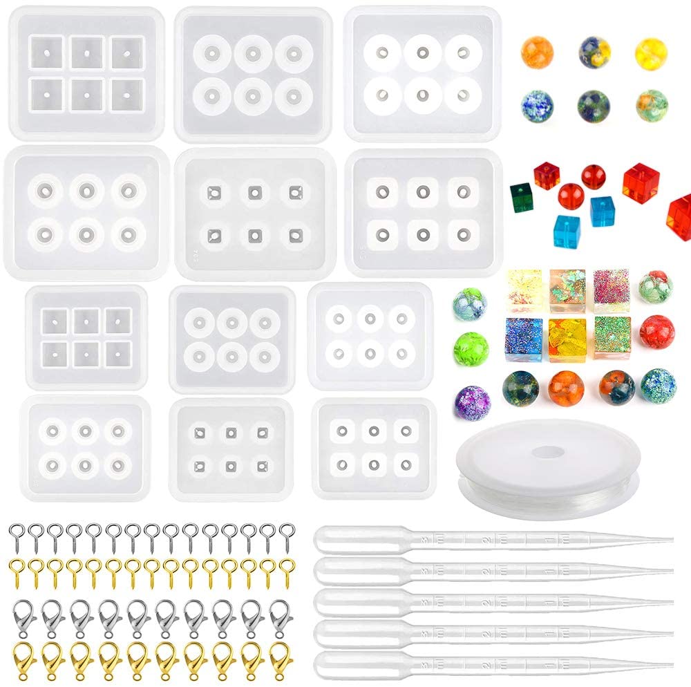 Resin Bead Molds with Hole Silicone Bead Molds for Resin with Crystal