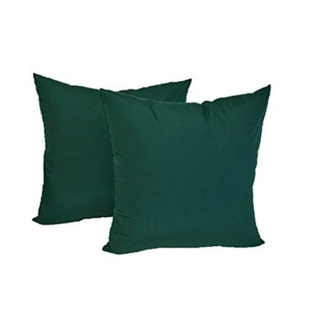 Forest Green Throw Pillows Set of 2 - Indoor / Outdoor Square Decorative Throw / Toss Pillows - Solid Hunter / Forest Green - Choose Size (17