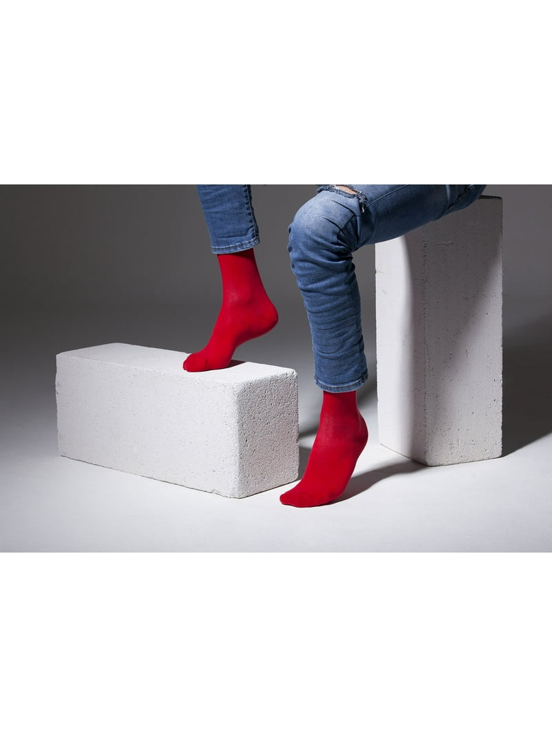 red dress socks walmart Triple M Plus Men's Plain Mid-Calf Dress Socks in Red Color, Size: One size