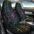thumbnail image 3 of POLERO Polyester Front Car Seat Covers for Auto, Washable Stretchy Driver Seats Protector Cushion, Gradient Spider Web, 3 of 7