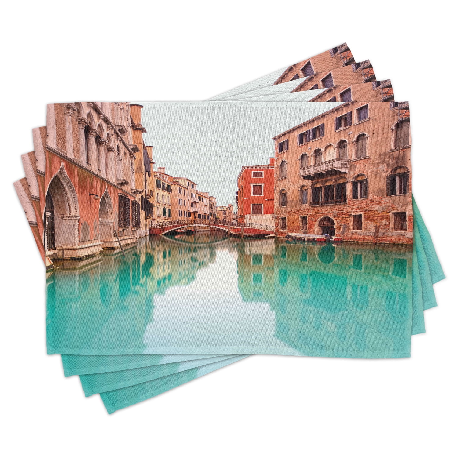 Venice Placemats Set of 4 Water Canal and Bridge Typical