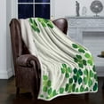 thumbnail image 2 of Sherpa Fleece Throw Blanket Cozy Soft Warm Bed Blankets,St.Patrick''s Day Four Leaf Clover Green Pattern Fuzzy Plush Microfiber Lightweight Blankets All Season for Couch Sofa 40x50IN, 2 of 6
