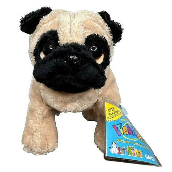NEW Ganz Webkinz Lil' Kinz - PUG the Dog ( New With Webkinz New Sealed Code 6" Plush)(BONUS 1 WEBKINZ GIFT BAG)