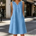 thumbnail image 2 of JIAYUE Summer Dresses For Women Sleeveless Classic V Neck Stylish A-Line Versatile Knee Length Casual Female Button Down Flowy Beach Dress, 2 of 6