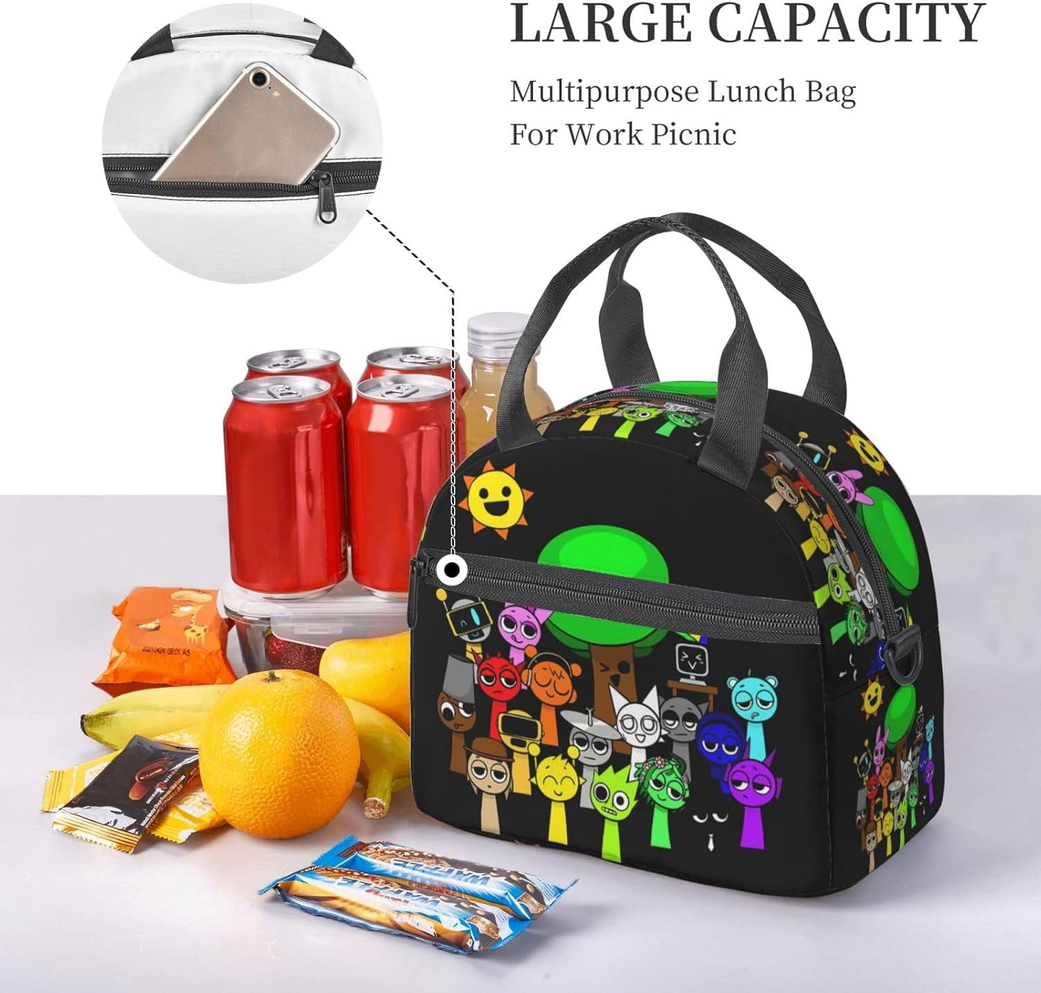 Incredibox Sprunki Lunch Box Portable Lnsulation Lunch Bag With