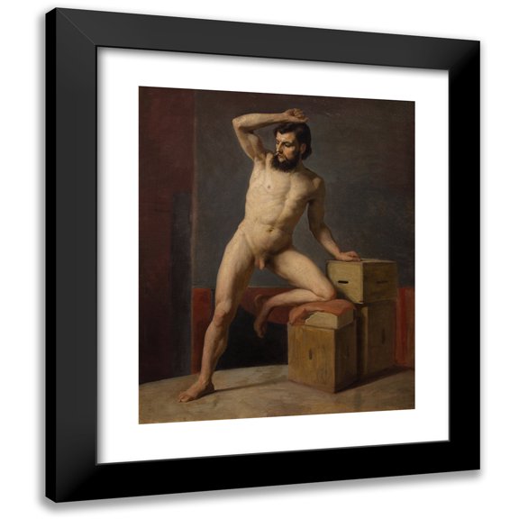 Gustav Klimt 12x14 Black Modern Framed Museum Art Print Titled - Male Act (1883)