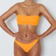 thumbnail image 2 of Bikini de dos piezas para mujer, traje de baño de color puro sin espalda, transpirable, de corte alto, con lazo en la espalda, color amarillo albaricoque S, 2 of 8