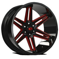 22x10 Vision 363 Razor Gloss Black Milled Spoke W/Red Tint Wheel 8x180 (-19mm)