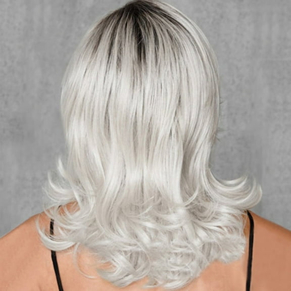 Fashion Synthetic Micro-volume Wave Black Silver Gray Women's Wigs Natural Hair