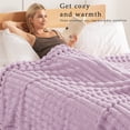 thumbnail image 6 of Exclusivo Mezcla Fleece Throw Blanket for Couch, Super Soft 3D Striped Jacquard Blanket, Lightweight Fuzzy Cozy Blankets, Light Purple, 50"x60", 6 of 8