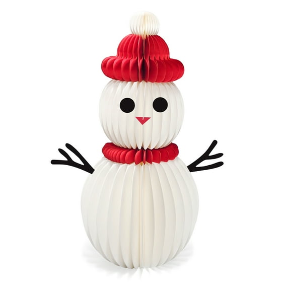 Xinwanna Paper Honeycomb Snowman Ornaments 3D Honeycomb Christmas Snowman Centerpiece for Winter Table Topper Home Decor (Type A)