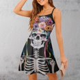 thumbnail image 3 of Floral Skull Artistic Painting Style Design Sleeveless Dresses Slip Dress Women's Dresses Dresses For Womens, 3 of 6