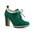 thumbnail image 1 of BLISSFUL STEP Women's Round Toe Platform Block High Heel Ankle Boots Green (Size 7）, 1 of 6